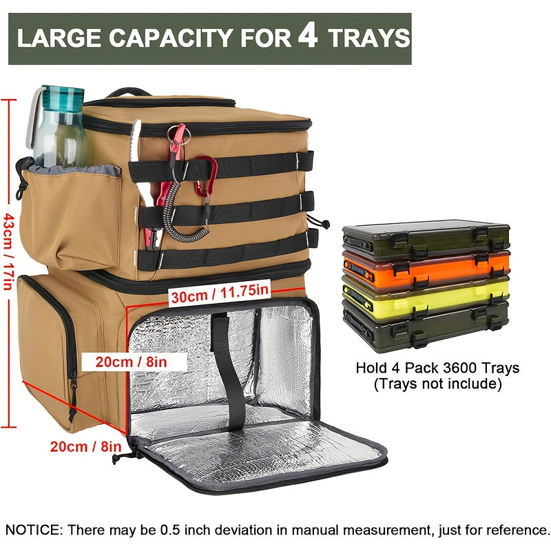 Fishing Tackle Backpack with Rod Holders & Cooler