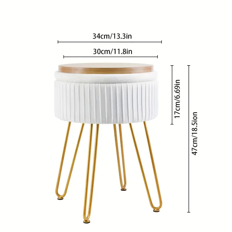Creative Round Storage Stool- White