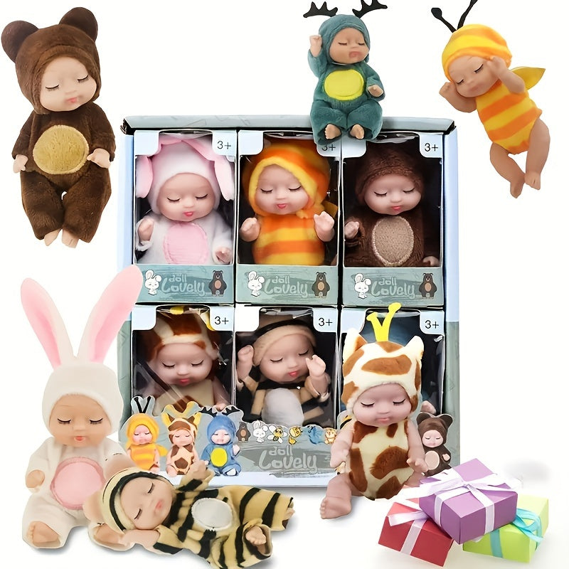 6-Piece Mini Children’s Dolls Set with Animal Costumes