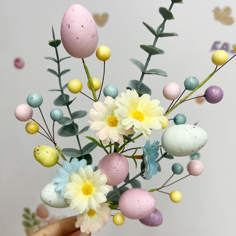 Pastel Eggs Easter Artificial Flower Bouquet Faux Floral