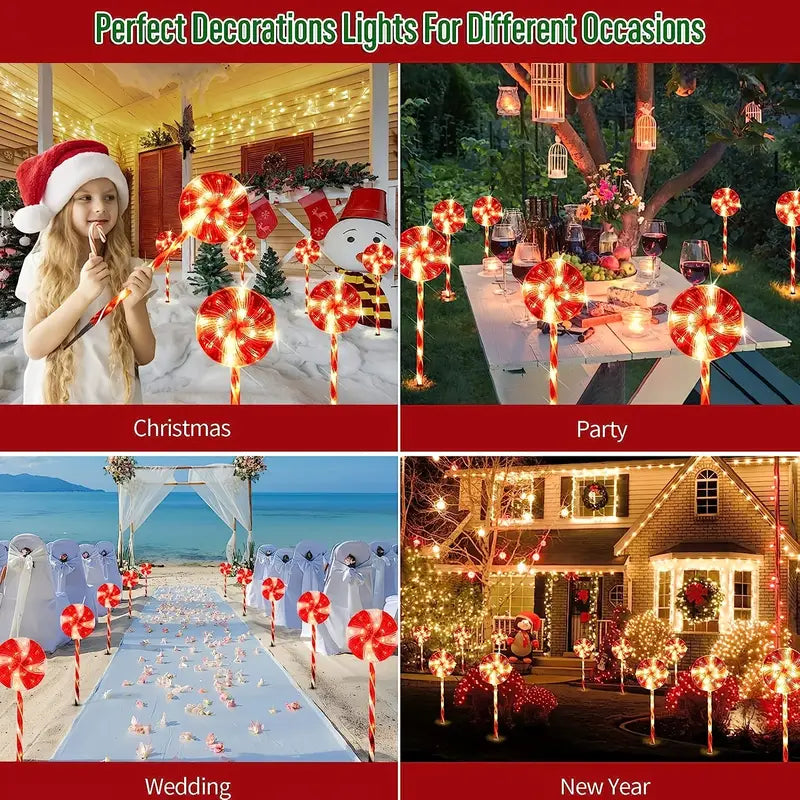 Luminous Lollipops: Festive Christmas Garden Lights Set