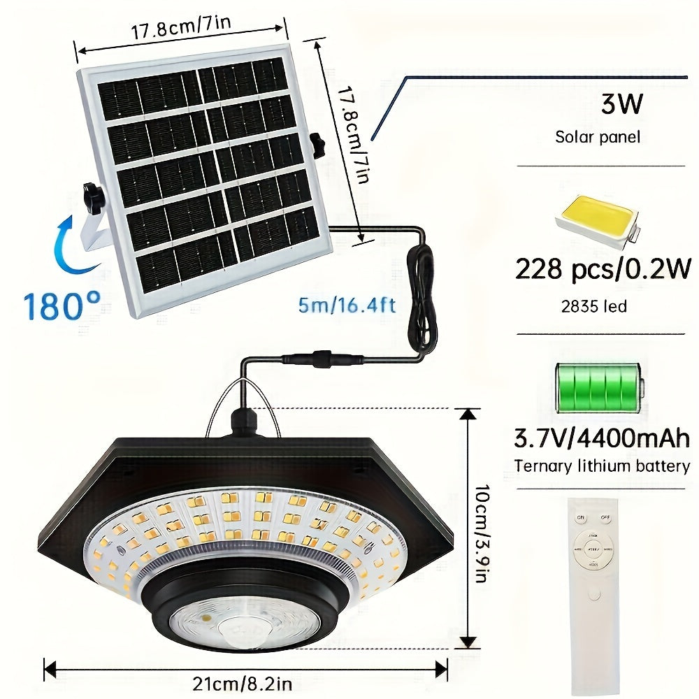 Solar LED Pendant Light with Remote & Motion Sensor