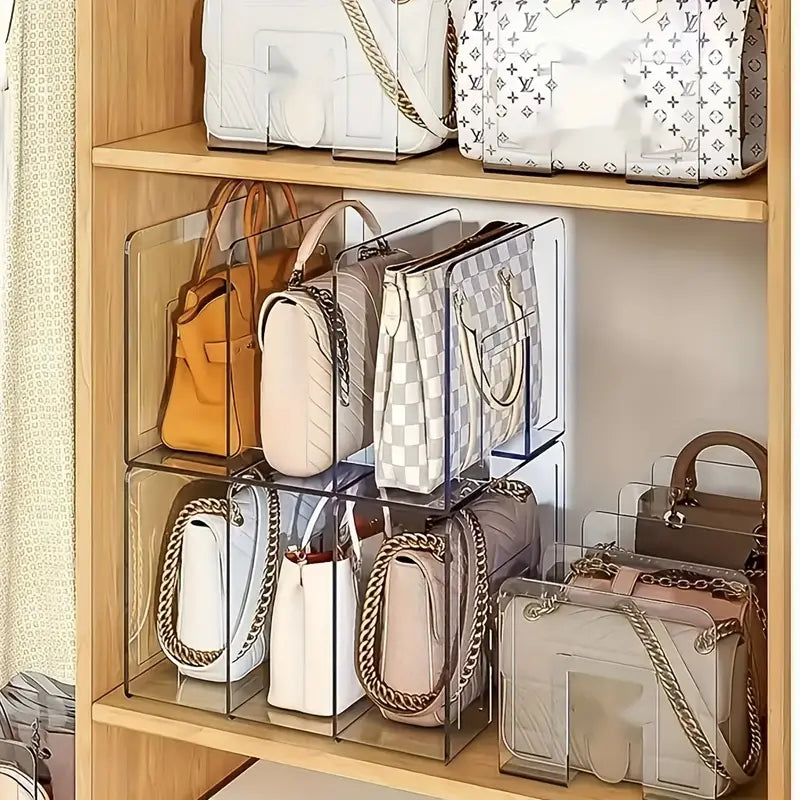 Clear Closet Storage Dividers Rack - Set of 4, Detachable Cupboard Shelf Organizers