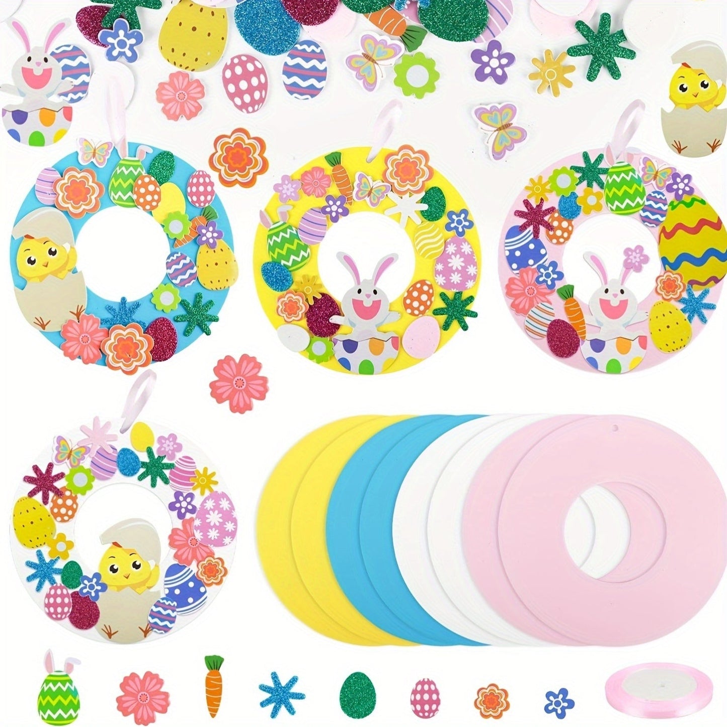 8pcs DIY Easter Wreath Craft Kit Bunny Egg Set