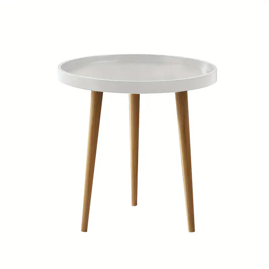 Minimalist Round White Coffee Table - Space-Saving Design