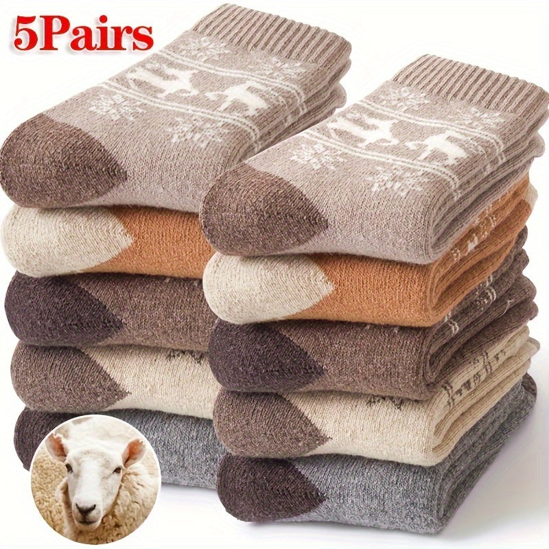 Women's Thermal Wool Christmas Socks (5 Pairs)