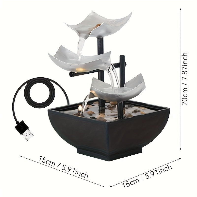 USB Metal Flower Desktop Fountain for Home Office