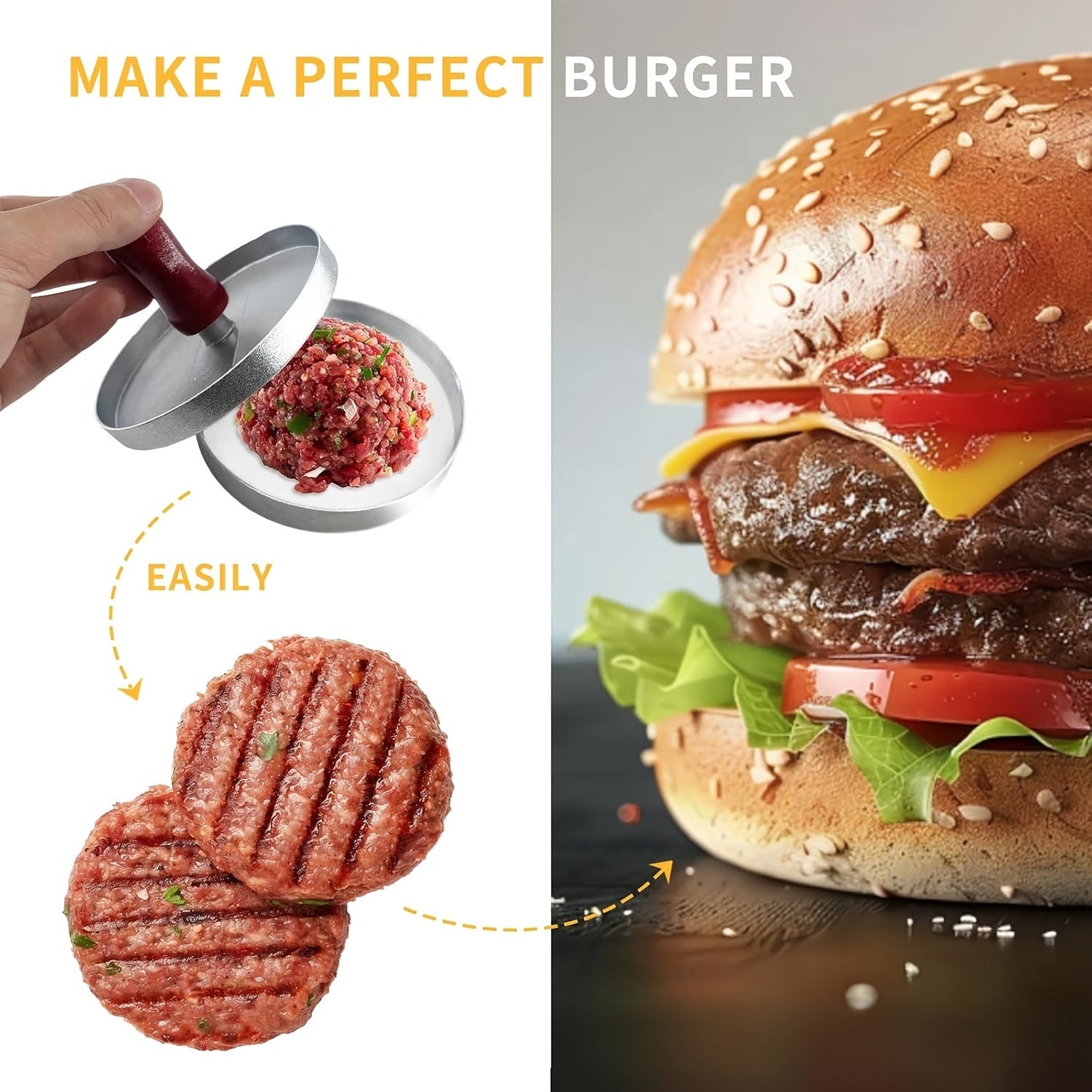 Metal Burger Press with Non-Stick Coating