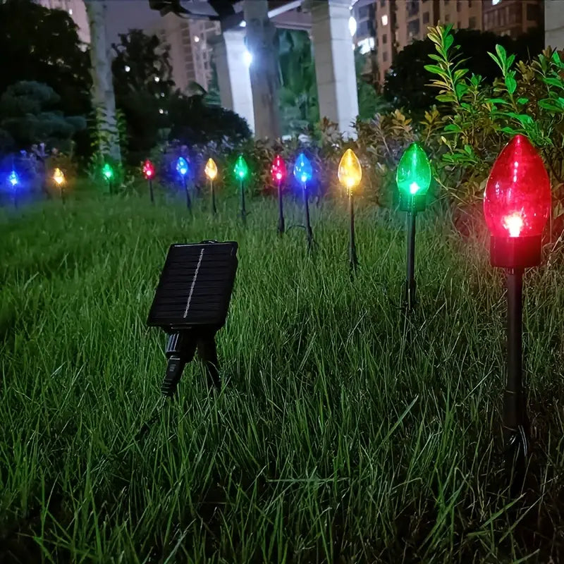 Solar C9 Pointed Bubble Color Lawn Lights - 12-in-1 Pack