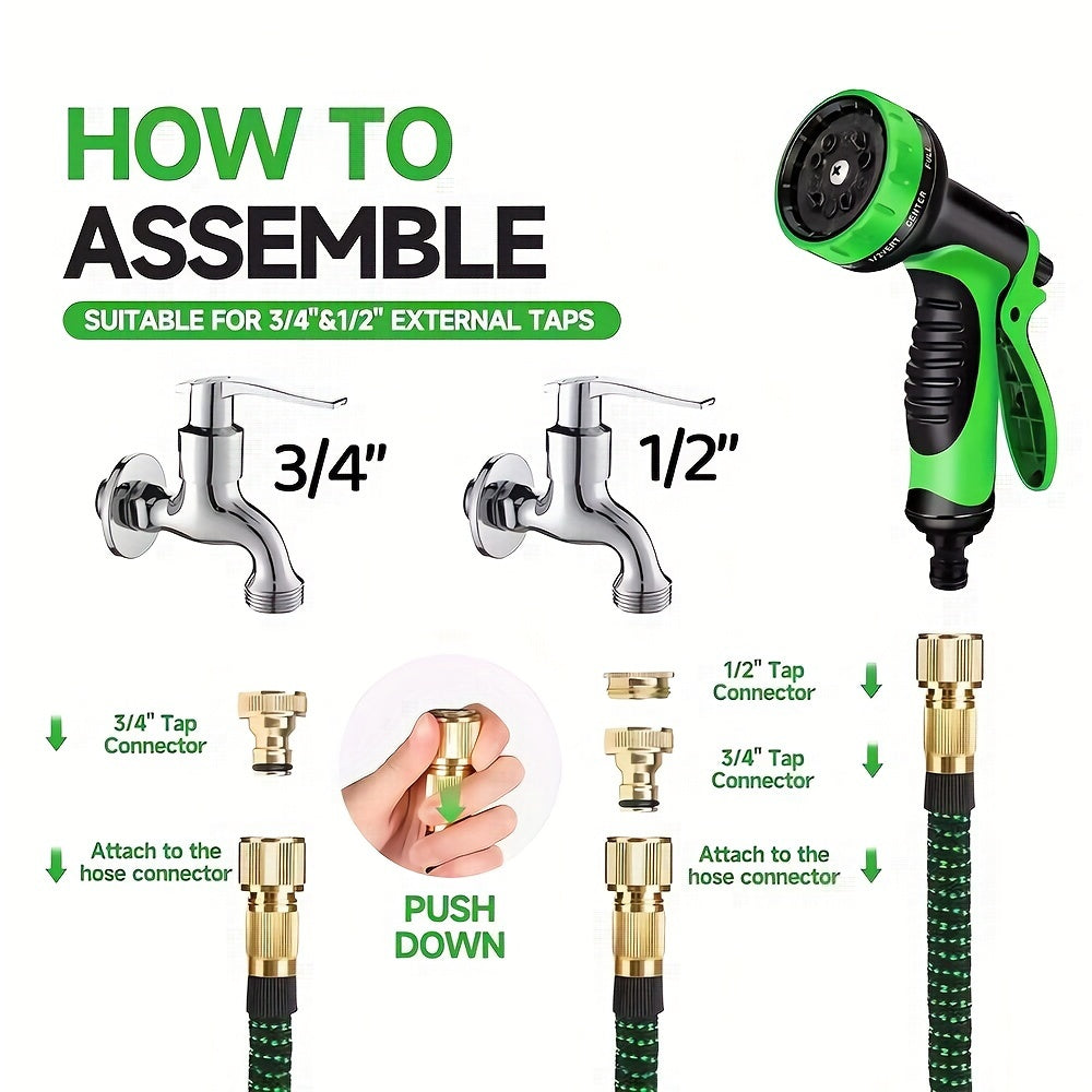 Expandable Garden Hose with 10-Function Spray Nozzle