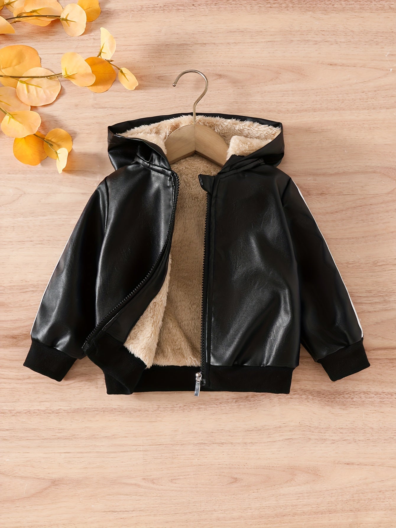 Boys’ Hooded Winter Jacket Plush Windproof Coat