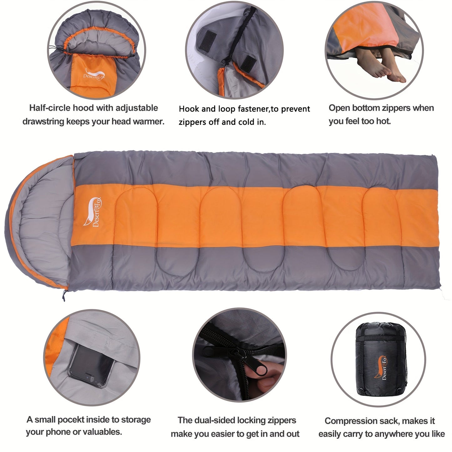 3-Season Lightweight Sleeping Bag for Hiking Camping