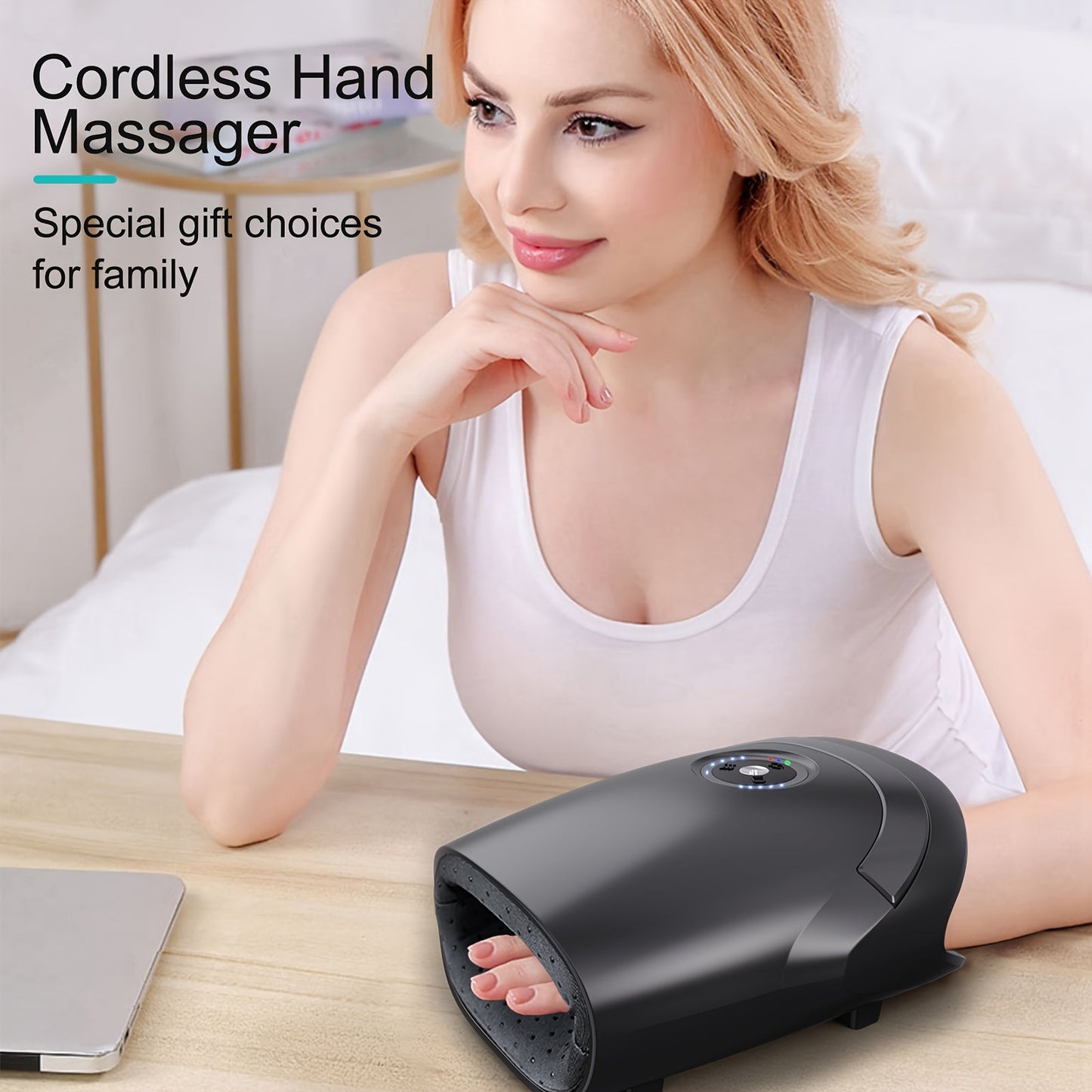 Electric Hand Massager with Heat & Compression(Black)
