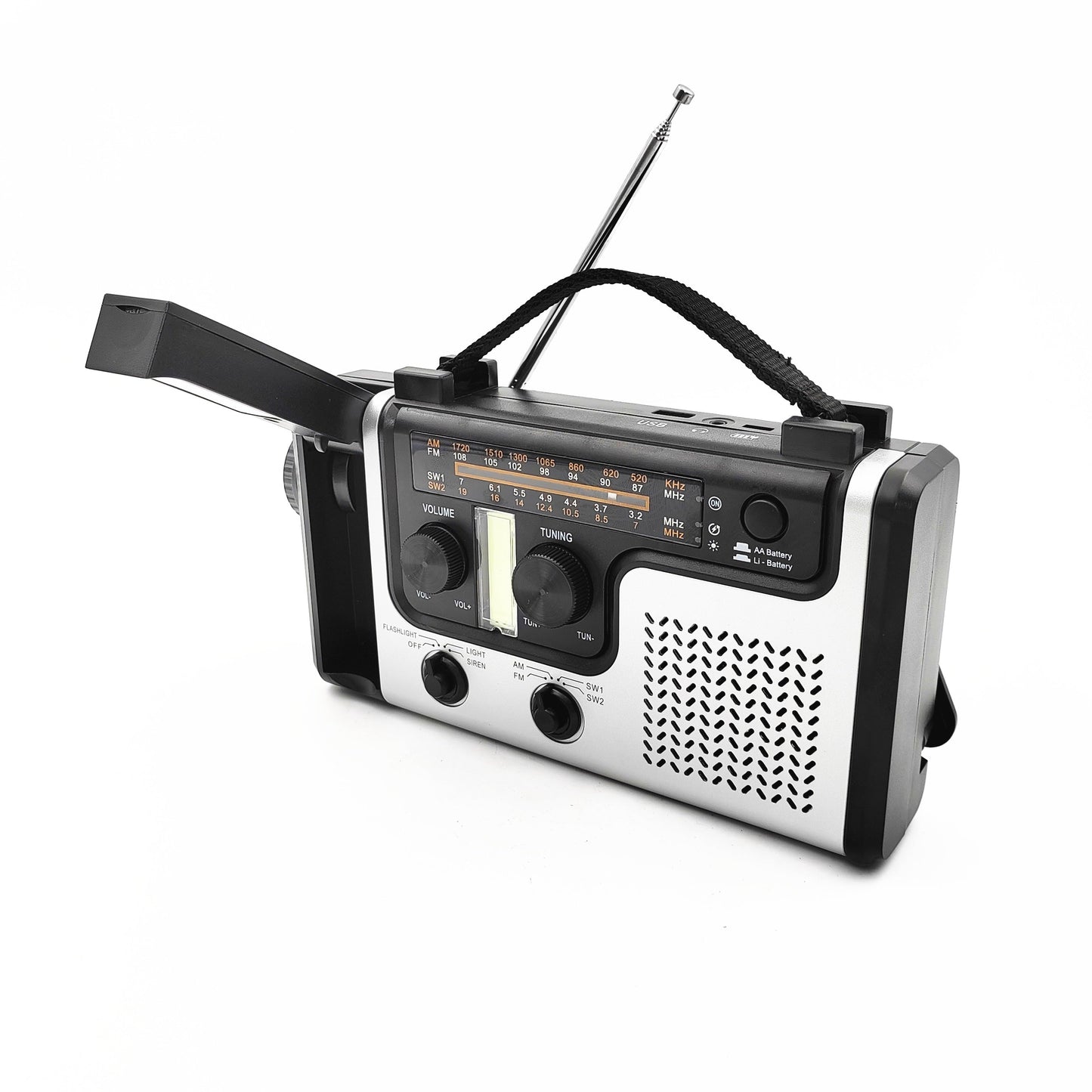 Multi-Band Solar Emergency Radio with Flashlight