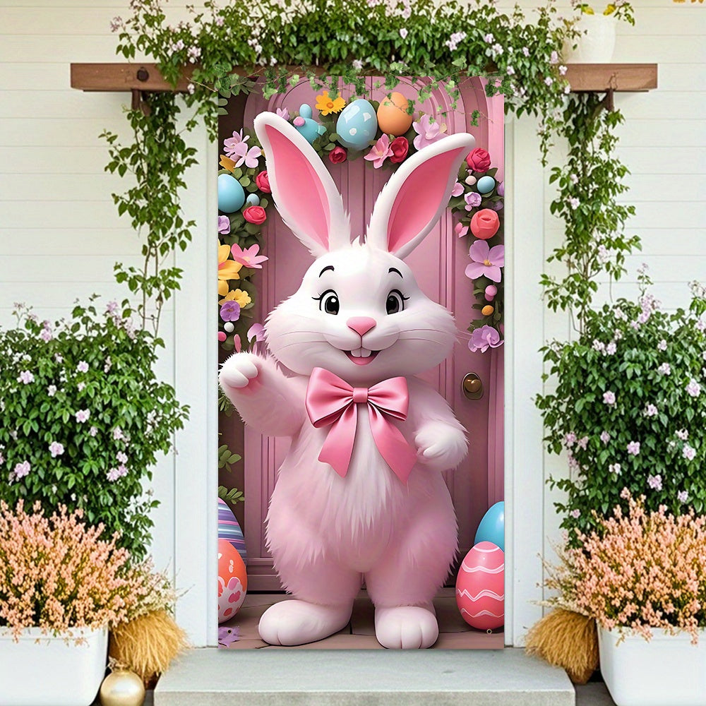 Charming Pink Easter Bunny Party Banner