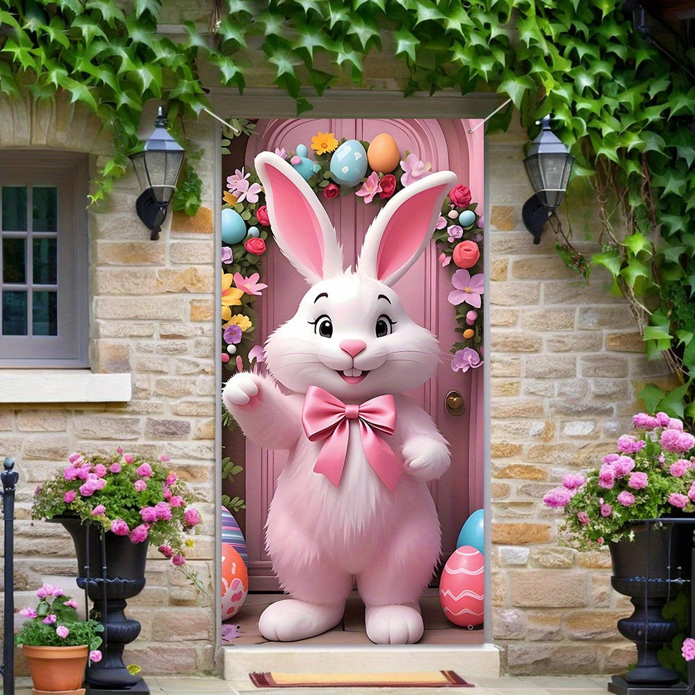 Charming Pink Easter Bunny Party Banner