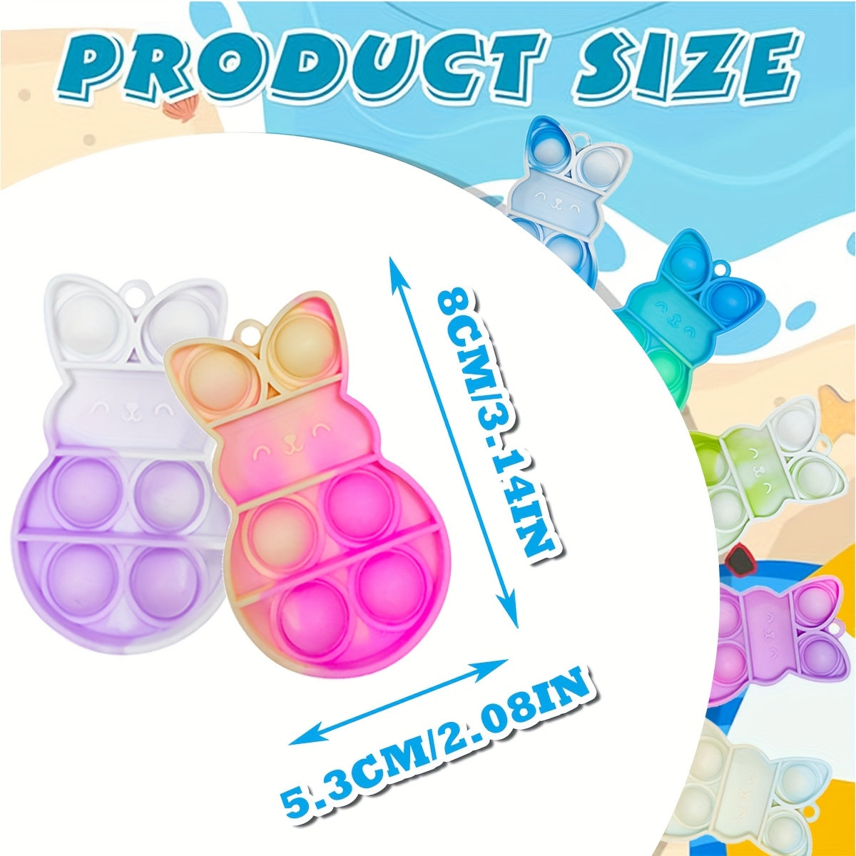 24pcs Easter Bunny Pop Fidget Toy Keychain Pack