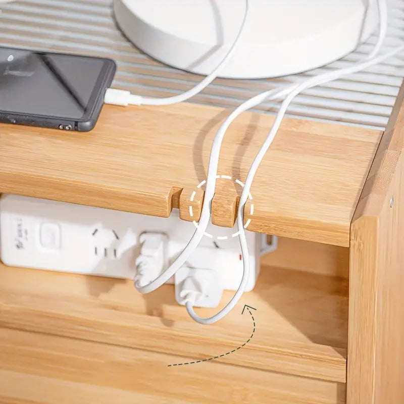 Modern Minimalist Bedside Table w/ Storage - Bamboo