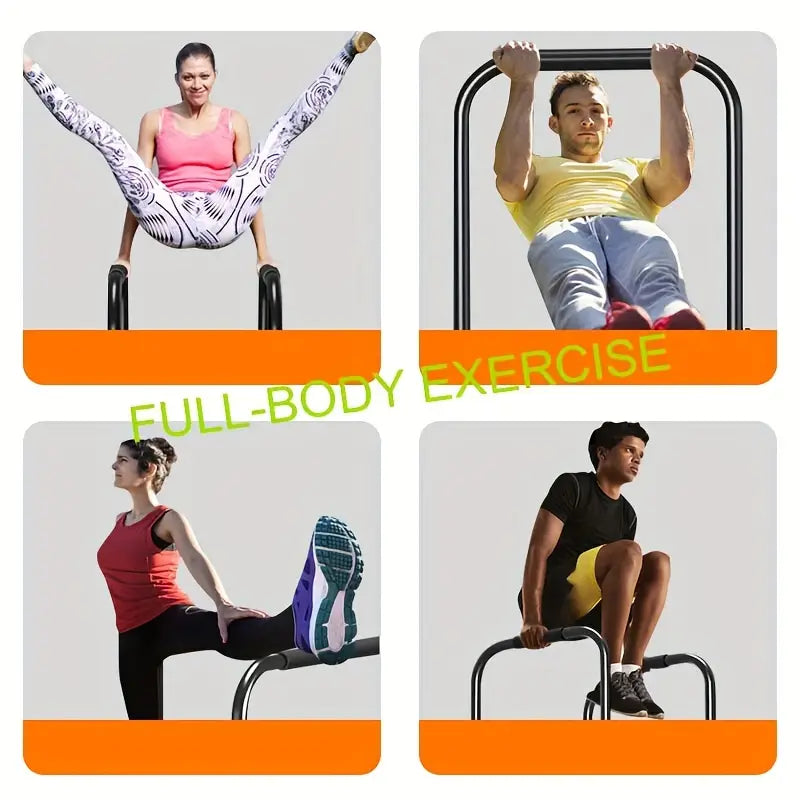 Adjustable Heavy Duty Dip Parallel Bars, Pull-Up Bars - Universal Use (Black)