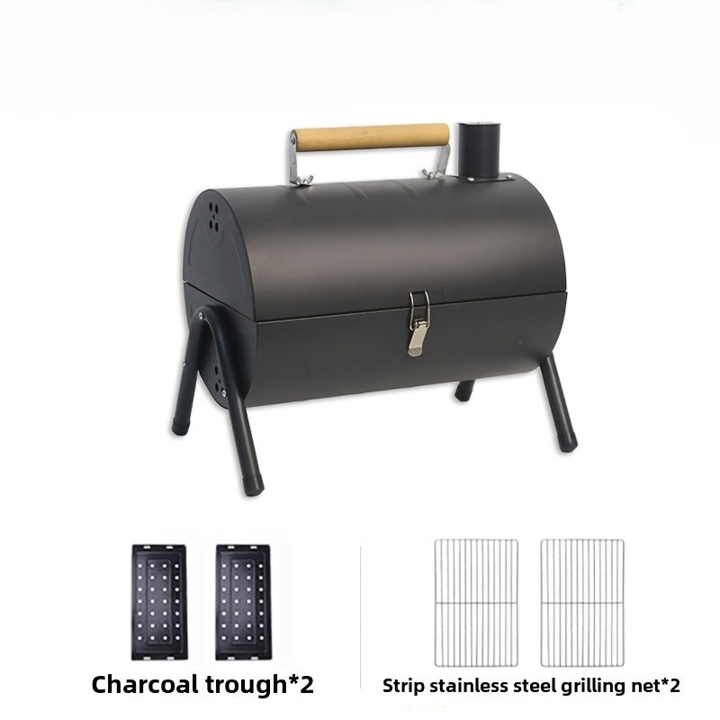 Portable Double-Sided Charcoal BBQ Grill with Foldable Design