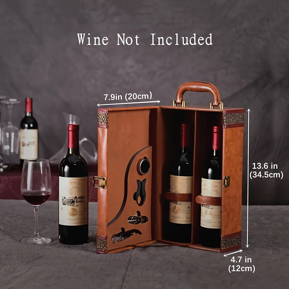 2 Bottle Wine Carrier Tote with Accessories Set