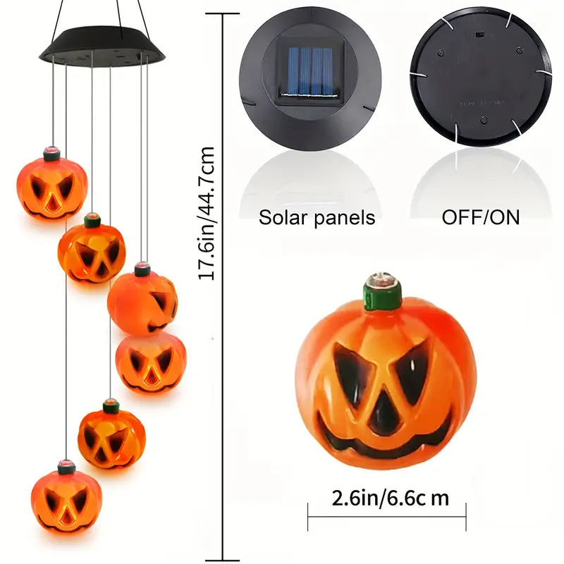 Spooky Solar Serenade: 6 Glowing Pumpkin Wind Chimes for Halloween