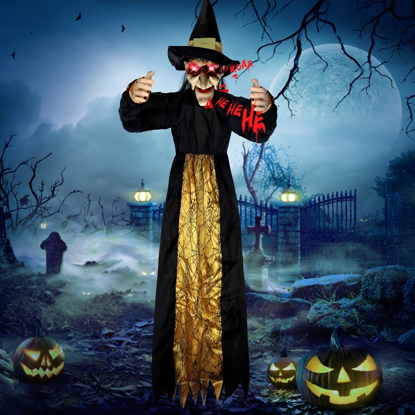 Motion-Activated Witch Sound Sensing Halloween Decoration