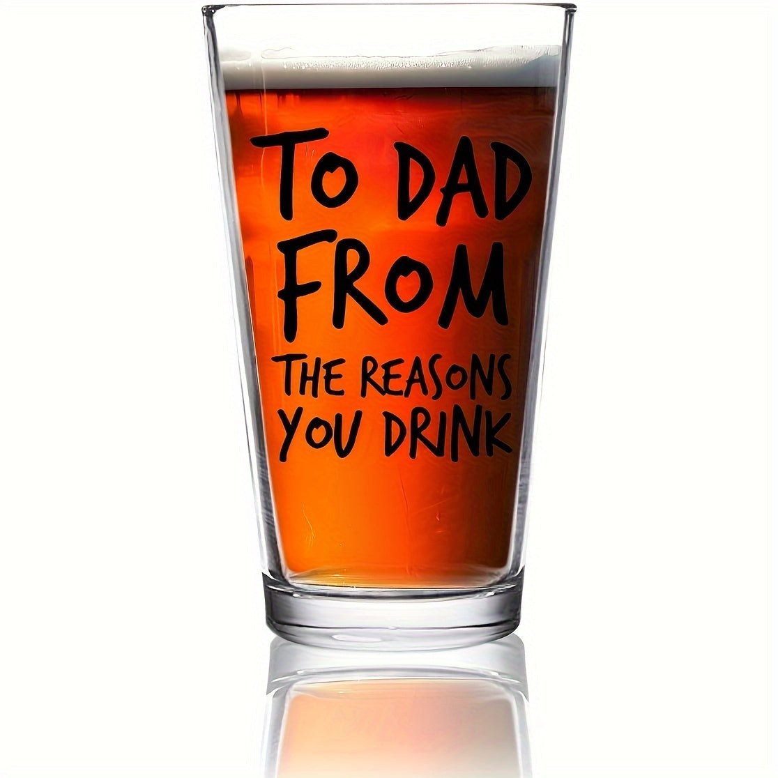 Large 500ml U-Shaped Glass Beer Cup with Letter Print