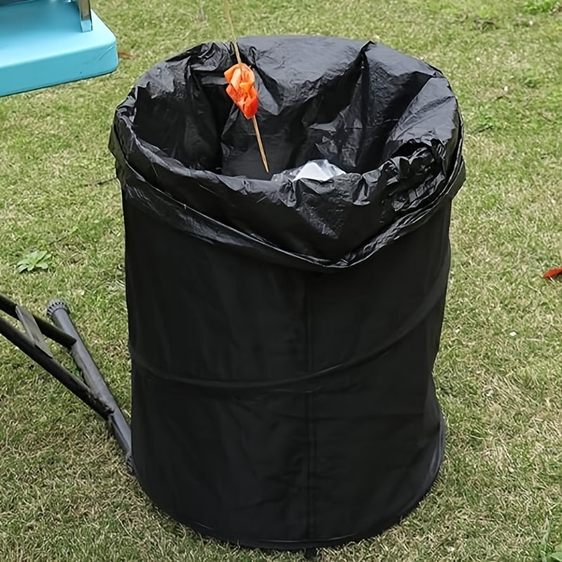 Black Portable Foldable Trash Can with Carry Handle