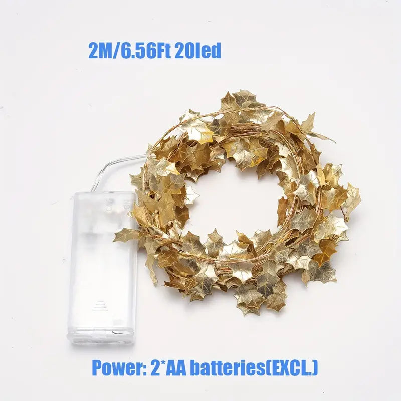 1-Pack LED Golden Leaf Fairy Lights - Firefly Starry Lights