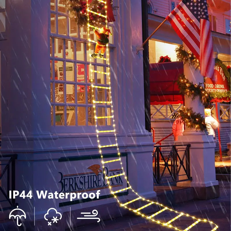 Santa's Festive Climb: Illuminated Christmas Ladder Light