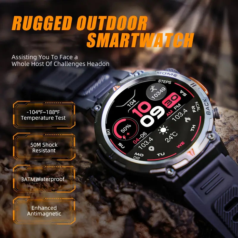 Smart Watch with Flashlight:Wireless Activity Tracker - Black/Orange