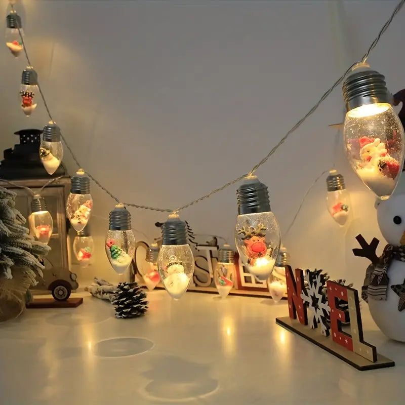 Christmas Snow Globe String Lights for Magical Holiday Décor