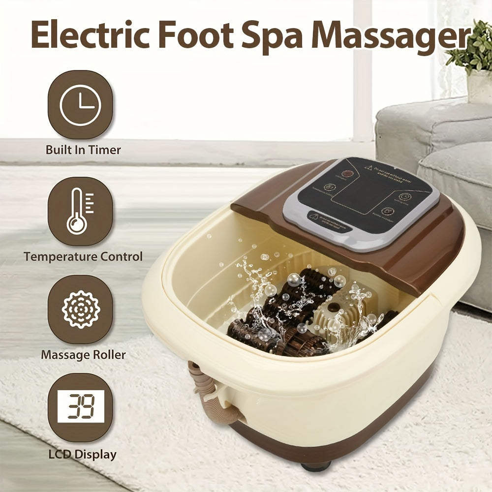 Electric Foot Spa Bath Massager with Shiatsu Rollers(Brown)