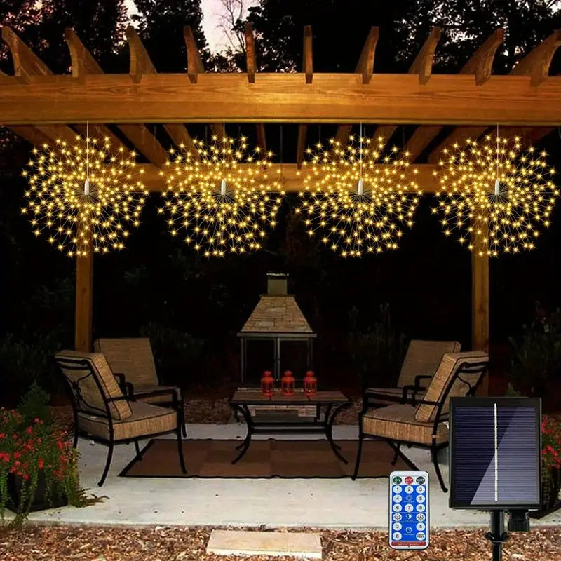 Glistening Christmas: 4-Pack Hanging Solar Firework Lights