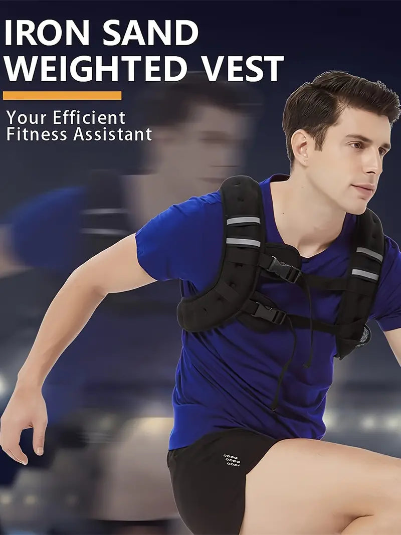 18Lbs Weighted Vest - Adjustable, Solid Black