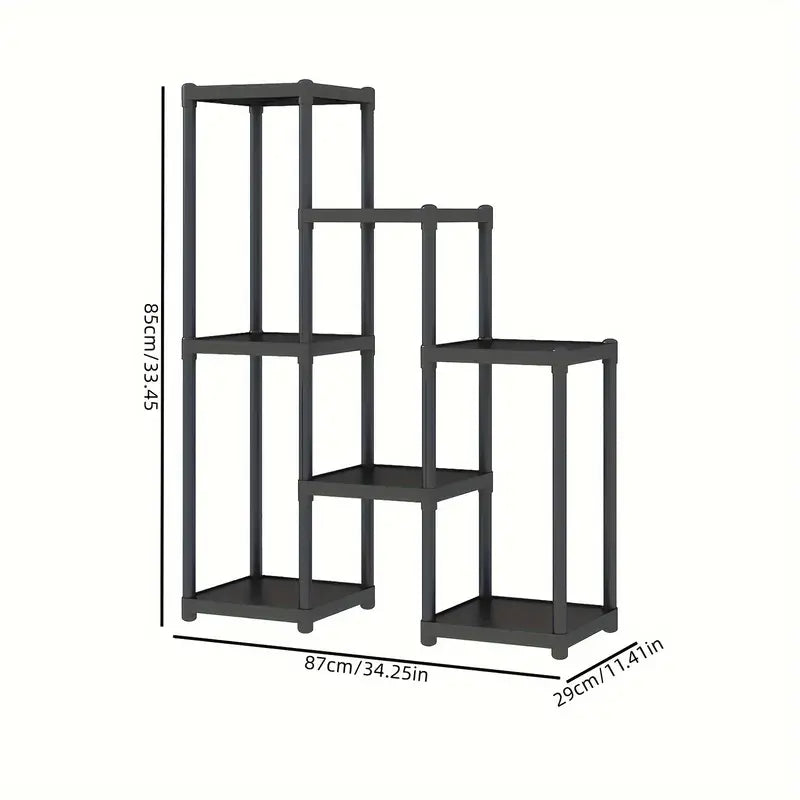 Contemporary 7-Storey Flower Rack: Multi-Layer European Plant Stand- Black