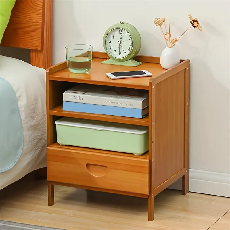 Bedside Table Rectangular Shape - Tan Color
