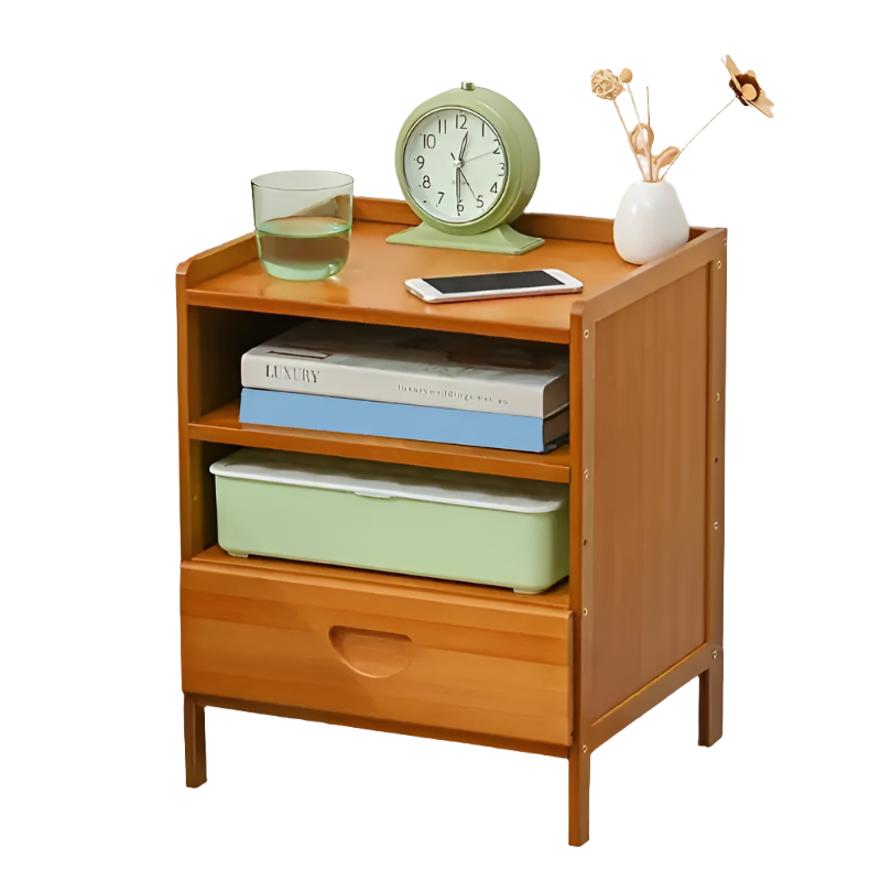 Bedside Table Rectangular Shape - Tan Color