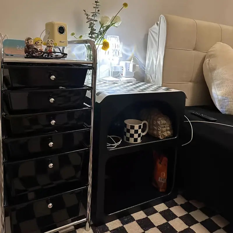 Chic Cave-Inspired Bedside Table - Black