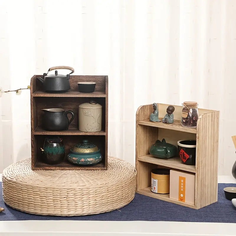 Vintage Solid Wood Corner Cabinet - Multi-Layer Sundries Organizer