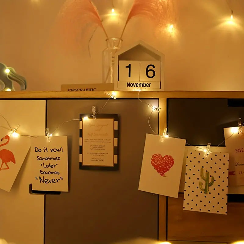 Photo Clips String Lights - Battery Operated String Lights with Clips(5M/16.40Ft)