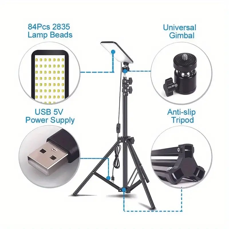 Black Matte Portable Outdoor Camping Lamp with USB Charging