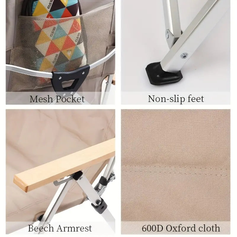 Foldable Outdoor Chair - Khaki, Four Adjustable Positions