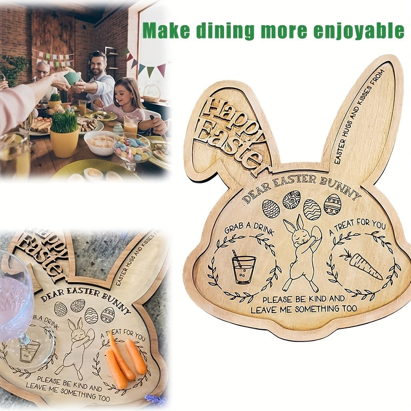 Easter Bunny Wooden Tray Centerpiece Rustic Decor