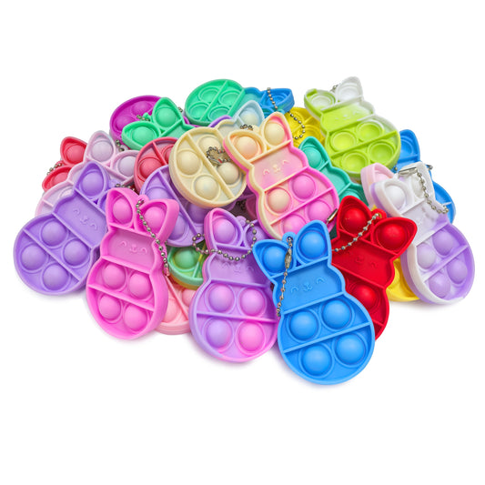 24pcs Easter Bunny Pop Fidget Toy Keychain Pack