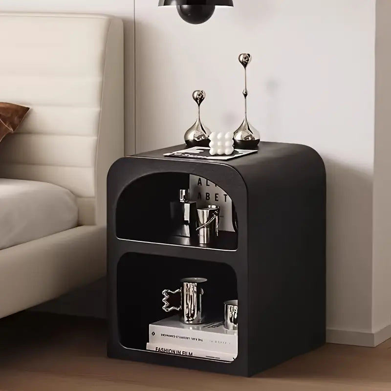 Chic Cave-Inspired Bedside Table - Black