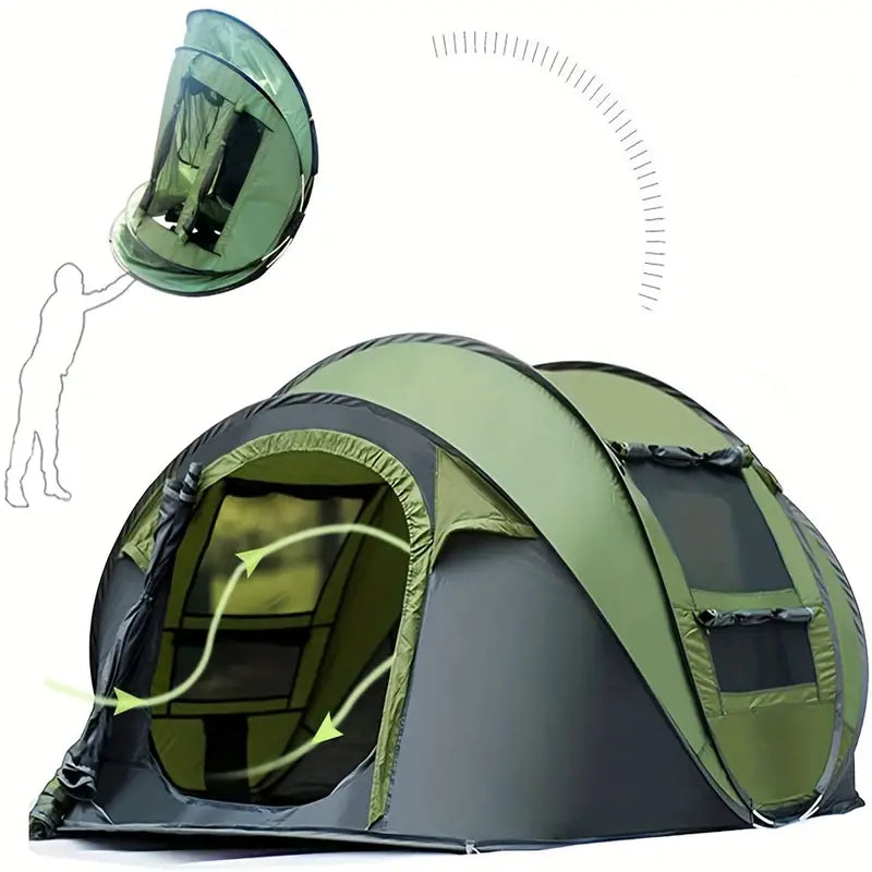 3-4 Person Instant Setup Camping Tent - Quick & Easy Automatic Pop-Up Design