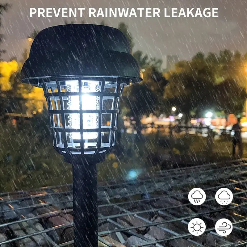 2pcs Solar Mosquito Killer Lamp Set - Outdoor Waterproof Fly Trap & Insect Repellent