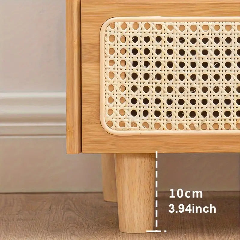 Modern Minimalist Bedside Table w/ Storage - Bamboo